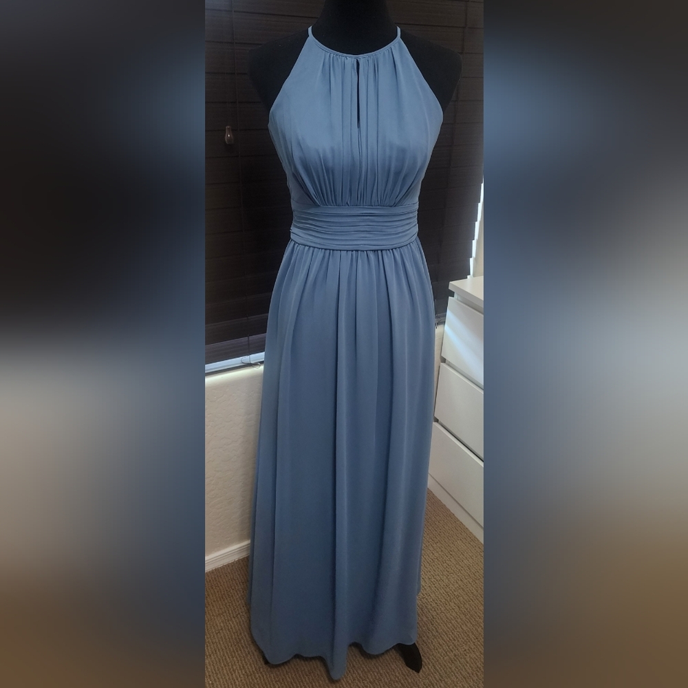David's Bridal Blue Halter Sleeveless Gown